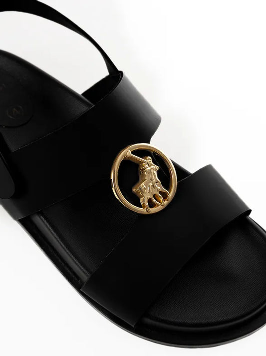 Polo Moulded Trim Black Sandals