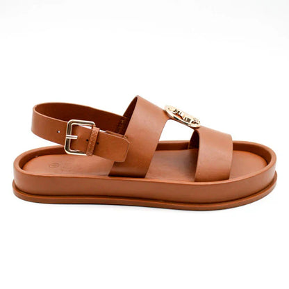 Polo Jacquard Moulded Trim Tan Sandals