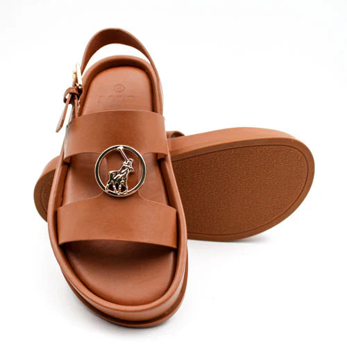 Polo Jacquard Moulded Trim Tan Sandals