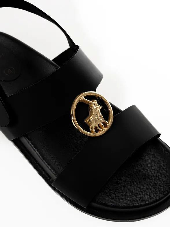 Polo Moulded Trim Black Sandals