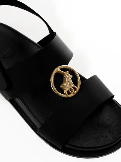 Polo Moulded Trim Black Sandals